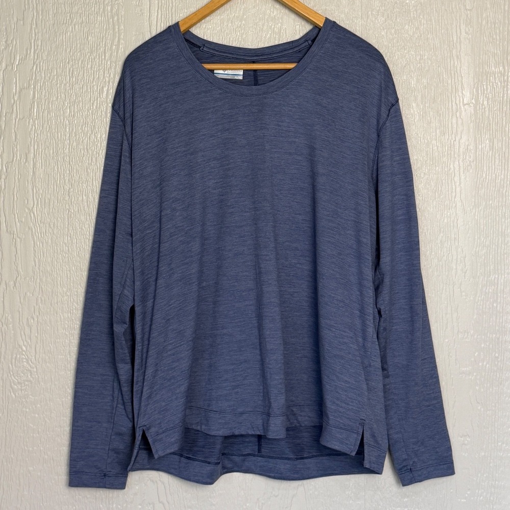 Columbia Mens XL Blue Heathered Long Sleeve Crew Neck Hiking Shirt EUC